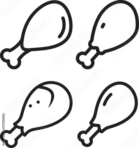 Four chicken drumstick silhouette