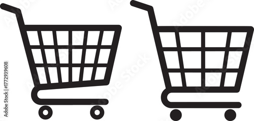 Two shopping cart icons silhouette
