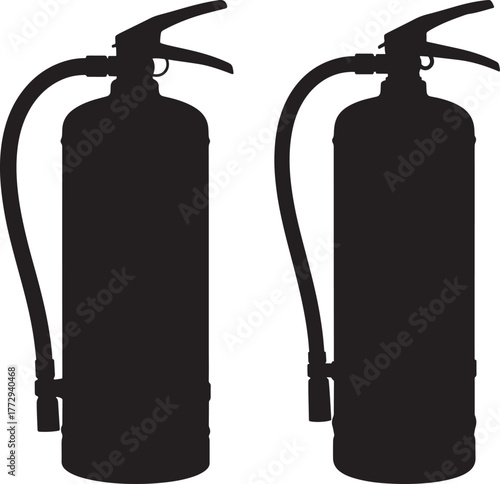 Two fire extinguisher silhouettes side by side