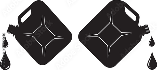 Two fuel cans dripping liquid silhouette