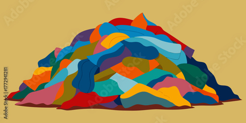 Pile of colorful scrap fabric ready for sewing projects  