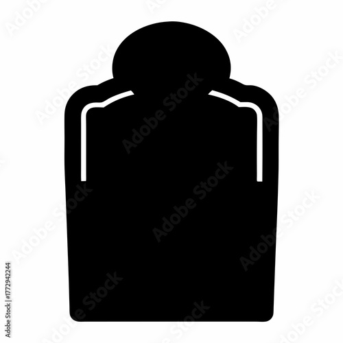 Tombstone silhouette icon for memorial themes- Black tombstone silhouette with a rounded top, representing graves, remembrance, cemetery symbols, memorial design, and solemn commemorative concepts
