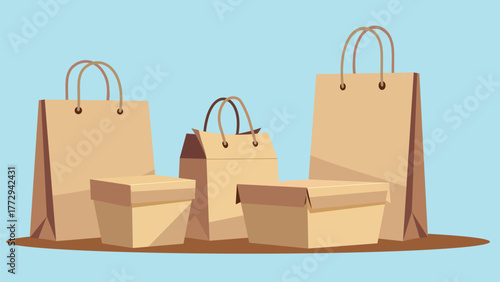 Eco-Friendly Brown Paper Bags and Cardboard Boxes Collection