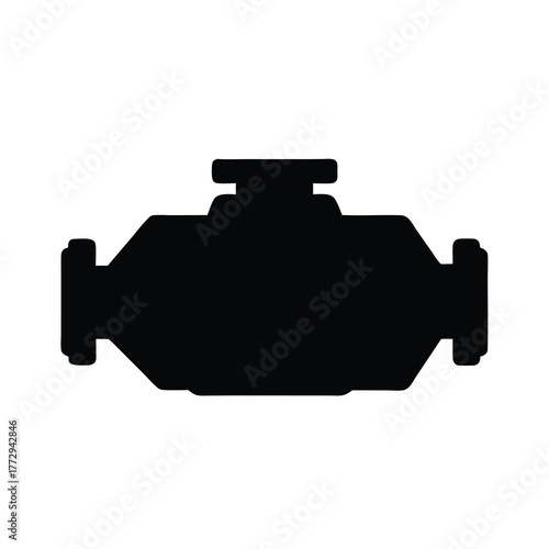 Detailed silhouette of a modern engine block and intake manifold system