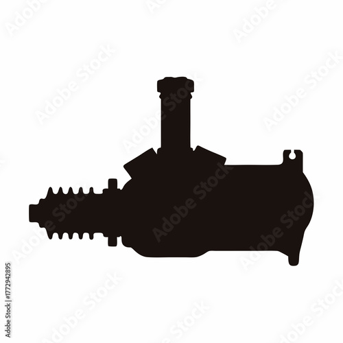 Detailed silhouette of a modern engine block and intake manifold system