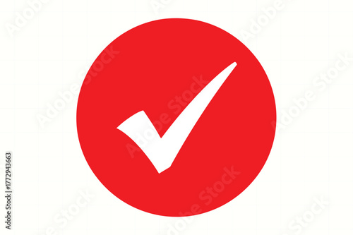 Check mark red circle approved yes symbol agreement correctness affirmation vector