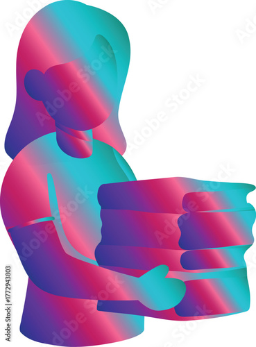 Gradient Woman Carrying Books