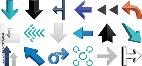 Diverse array of arrow symbols in multiple colors and forms