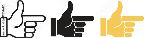 Hand gesture icons set. Collection of hand gesture icons representing actions and pointer for graphic design and communication, isolated on transparent background. Vector illustration.