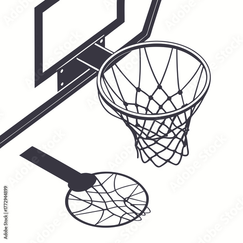 Basketball Hoop and Net with Shadow and Separate Rim sport game