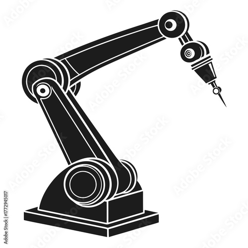 Black Silhouette of an Industrial Robotic Arm automation manufacturing