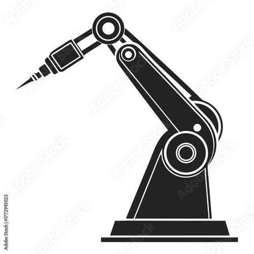 Black Silhouette of a Robotic Arm with a Tool Attachment industrial robot automation