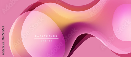 Abstract fluid shapes, pink hues, orange accents. Modern design, smooth gradients create dynamic visual effect. Background texture present.