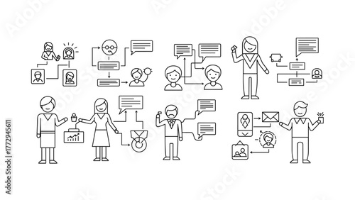 Doodle style illustration of business process