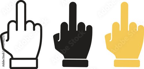 Hand gesture icons set. Collection of hand gesture icons representing actions and pointer for graphic design and communication, isolated on transparent background. Vector illustration.