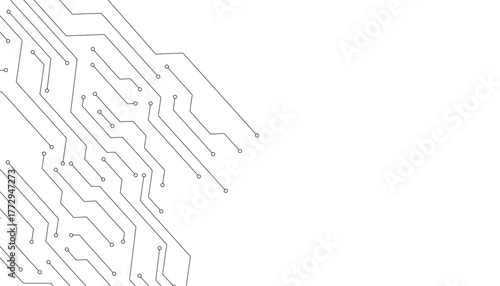 abstract white digital technology circuits lines geometric dots and lines.