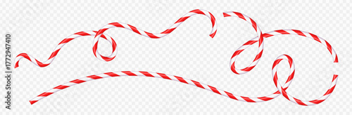 Christmas swirl candy frames with red and white stripes. Festive tinsel vector template for holiday cards, sweet holiday decor, seasonal and winter designs