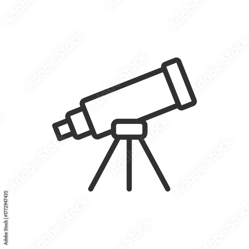 Telescope, linear icon. Space observation and astronomy research. Line with editable stroke.