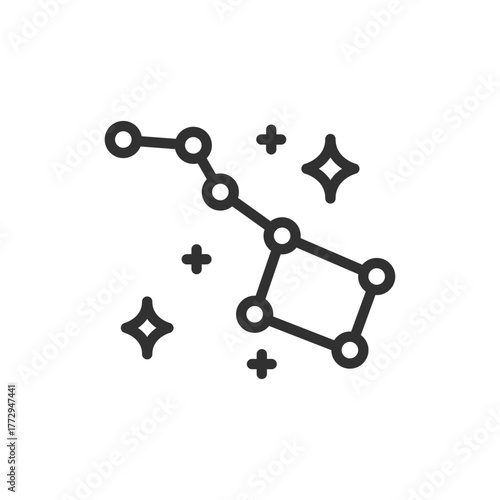 Constellation, linear icon. Stars and night sky observation. Line with editable stroke.