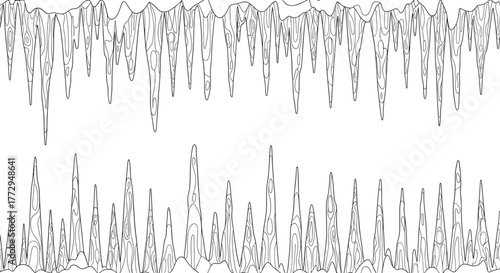 Seamless geometric pattern with winter icicles on white background  