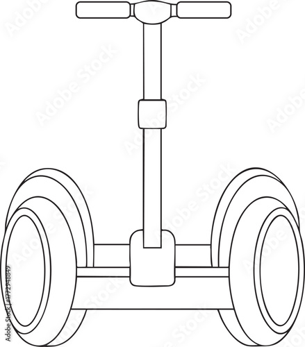 Self balancing scooter outline illustration representing futuristic mobility and transport
