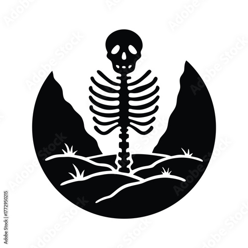 Desert Skeleton Bones Icon Illustration
