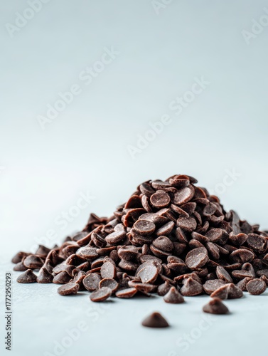 Wallpaper Mural Dark Brown Chocolate Chips Piled on Light Surface in Studio Shot Torontodigital.ca