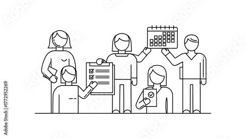 Group of business people holding documents