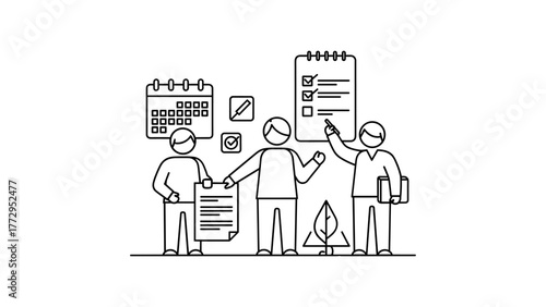 Team of people planning and organizing work