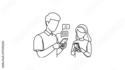 Couple using smartphone for communication