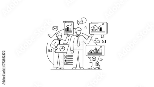 Business people analyzing data