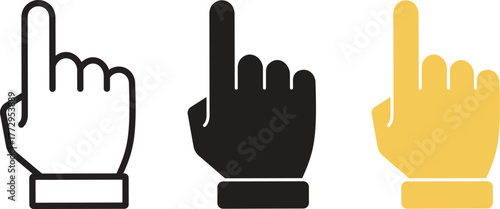 Hand gesture icons set. Collection of hand gesture icons representing actions and pointer for graphic design and communication, isolated on transparent background. Vector illustration.