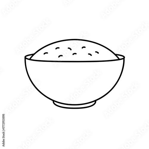 Bowl full of rice grain on transparent background