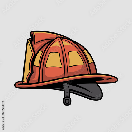 A firefighter's helmet, a symbol of bravery and protection, is illustrated against a plain background.