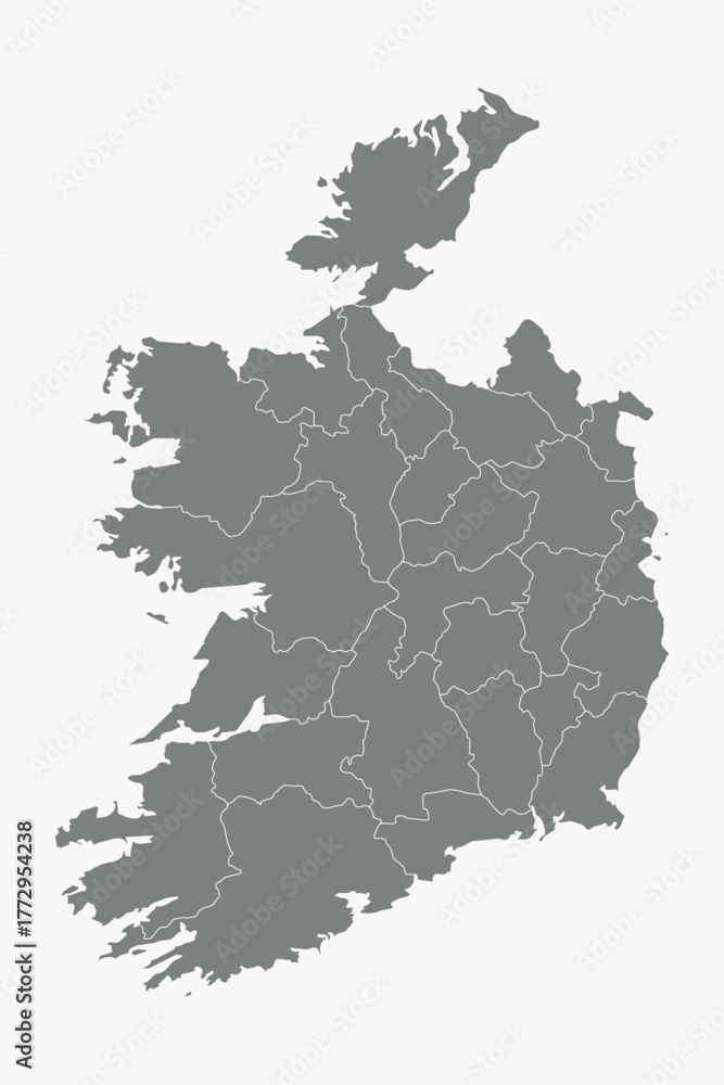 Obraz premium Vector graphic artwork suitable for print and web containing flat detailed map of IRELAND