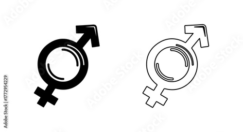 Gender symbols for male and female in a hand drawn sketch style