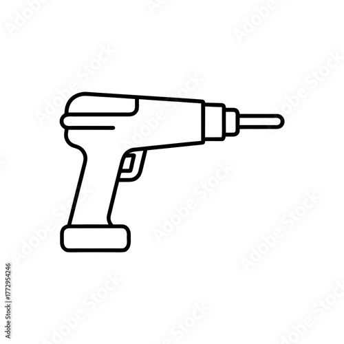 Outline of a power drill on transparent background