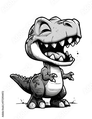 Cute Cartoon Tyrannosaurus Rex Playful Dinosaur Character