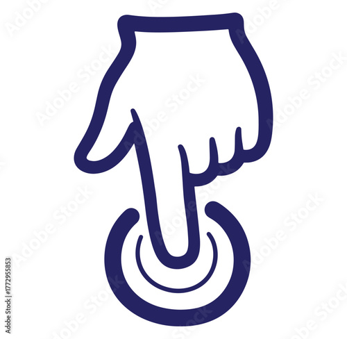 Hand pressing down button concept indicating selection activation or on off switch