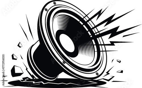 Exploding Speaker Music Sound Vector Illustration.