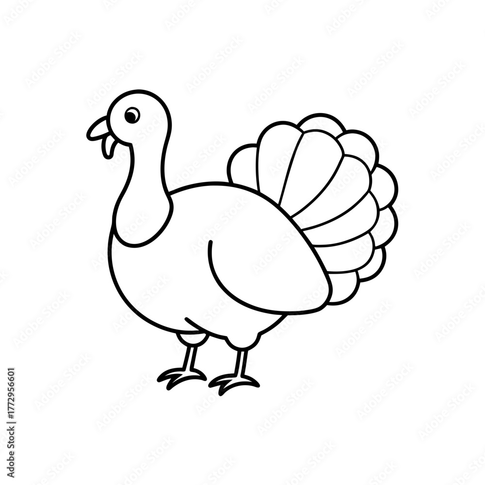 Fototapeta premium Turkey outline illustration on transparent background