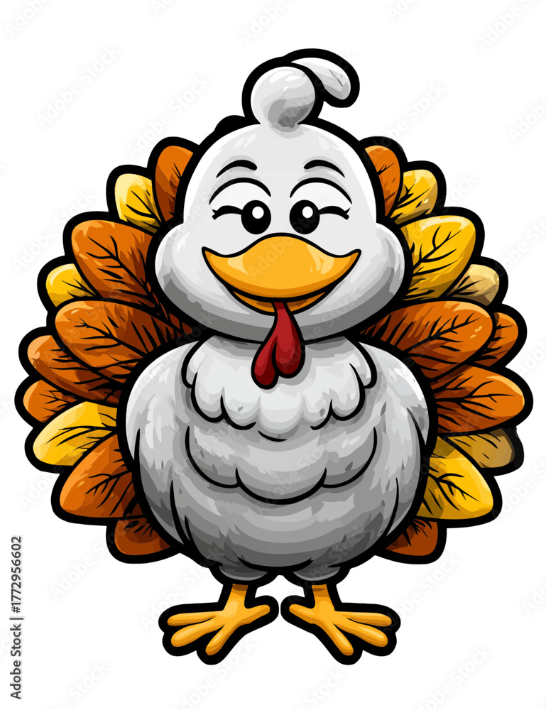 Fototapeta premium Cute Cartoon Turkey Vector Illustration Thanksgiving Holiday