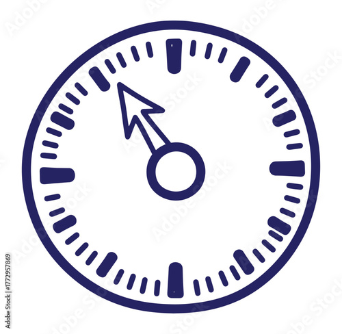 Simple hand drawn clock illustration displaying time concept deadline or measurement
