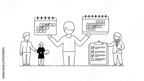 Business team planning and scheduling tasks