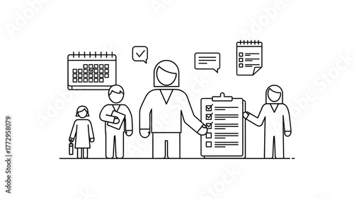 Team of business people planning and organizing work