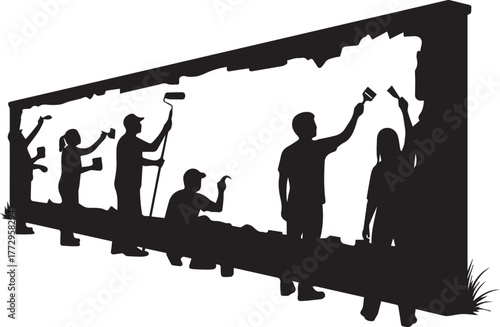 Volunteers paint community mural celebrating international volunteer day together