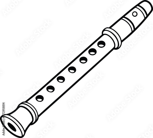 wooden flute isolated on white