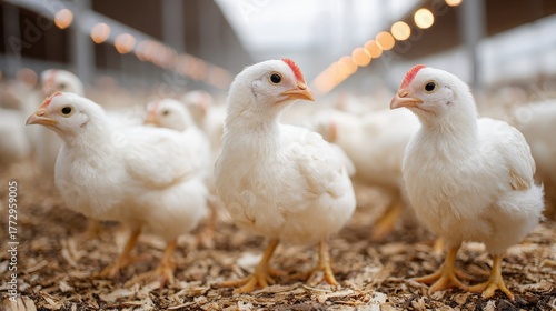 Young White Chickens in Pen