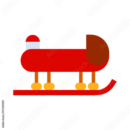 Tiny Wooden Sled Ornament with Red Painted Runners