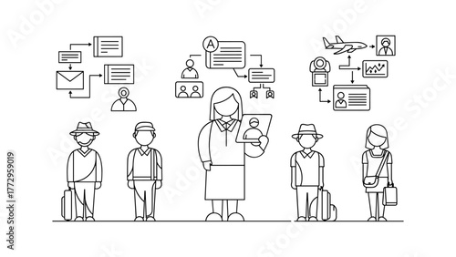 Group of people with business travel plan